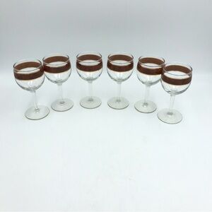 Vintage Mid Century Modern Wine Glasses Tortoise and Gold
